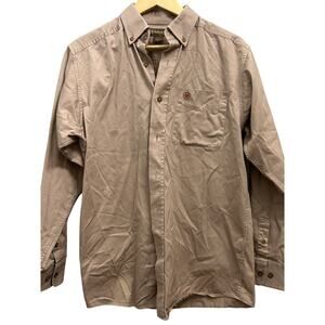 Ariat Men's Solid Twill Classic Fit LS Shirt Brown Small Style 100000505